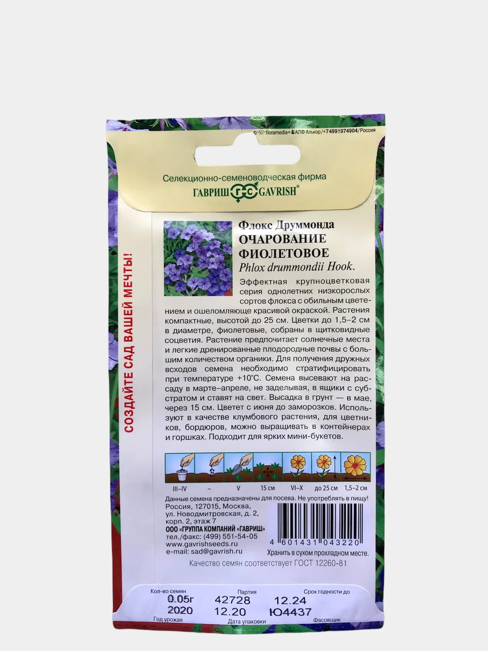 Цветы Флокс Друммонда "Очарование фиолетовое", семена, однолетник