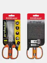 Ножницы ErichKrause "Protector Lock", 15.5 см с фиксатором, серо-оранжевый