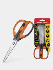 Ножницы ErichKrause "Protector Lock", 15.5 см с фиксатором, серо-оранжевый