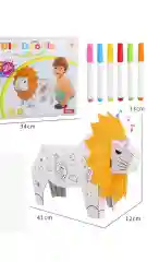 Детская развивающая 3D раскраска из картона с фломастерами