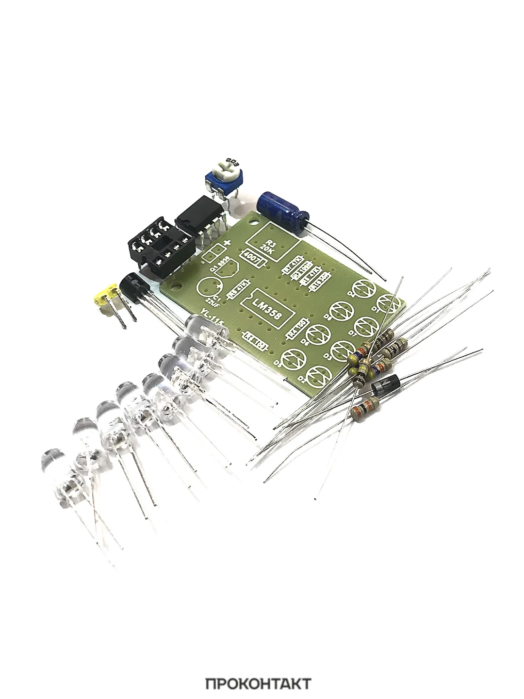 Радиоконструктор Светодиодная мигалка на LM358 (8 синих светодиодов)