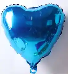 Синий шар "Сердце", 45 см, хромированный, 11 цветов