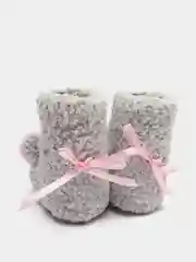 Розовый вязаные пинетки "Мишки"