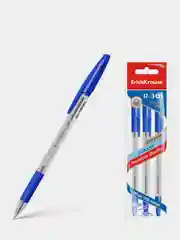 Ручка шариковая ErichKrause "R-301 Classic Stick&Grip 1.0", синий, 3 штуки