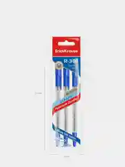 Ручка шариковая ErichKrause "R-301 Classic Stick&Grip 1.0", синий, 3 штуки