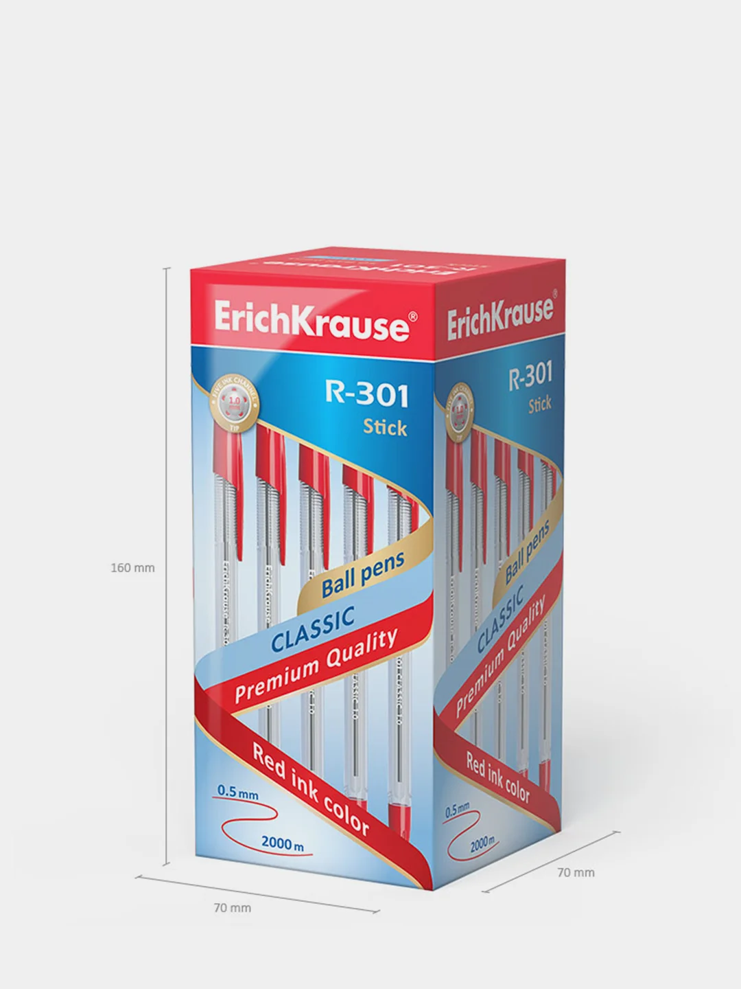 Ручка шариковая ErichKrause "Classic Stick 1.0", красный, 50 штук
