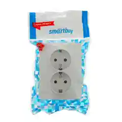 Розетка Smartbuy "Марс", двухместная, 16 А, с заземлением, белая