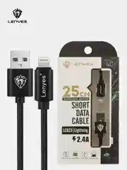 Черный кабель для зарядки LENYES LC 25см Lightning , Type-C, micro-USB