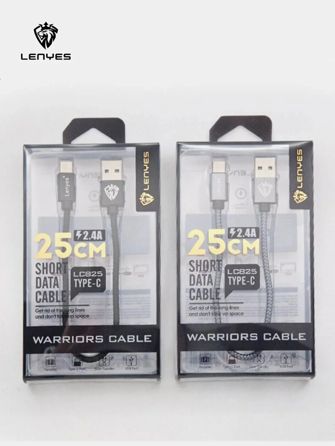Черный кабель для зарядки LENYES LC 25см Lightning , Type-C, micro-USB