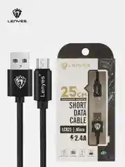 Черный кабель для зарядки LENYES LC 25см Lightning , Type-C, micro-USB
