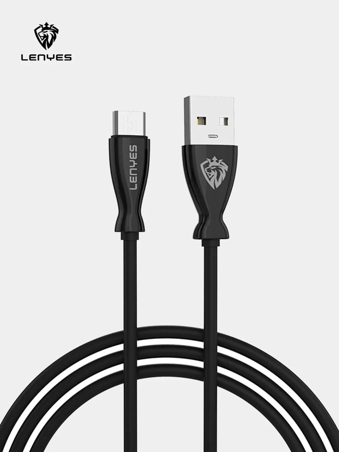 Черный кабель для зарядки LENYES LC 25см Lightning , Type-C, micro-USB