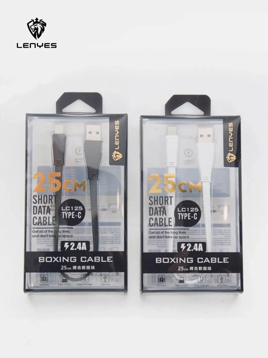 Черный кабель для зарядки LENYES LC 25см Lightning , Type-C, micro-USB