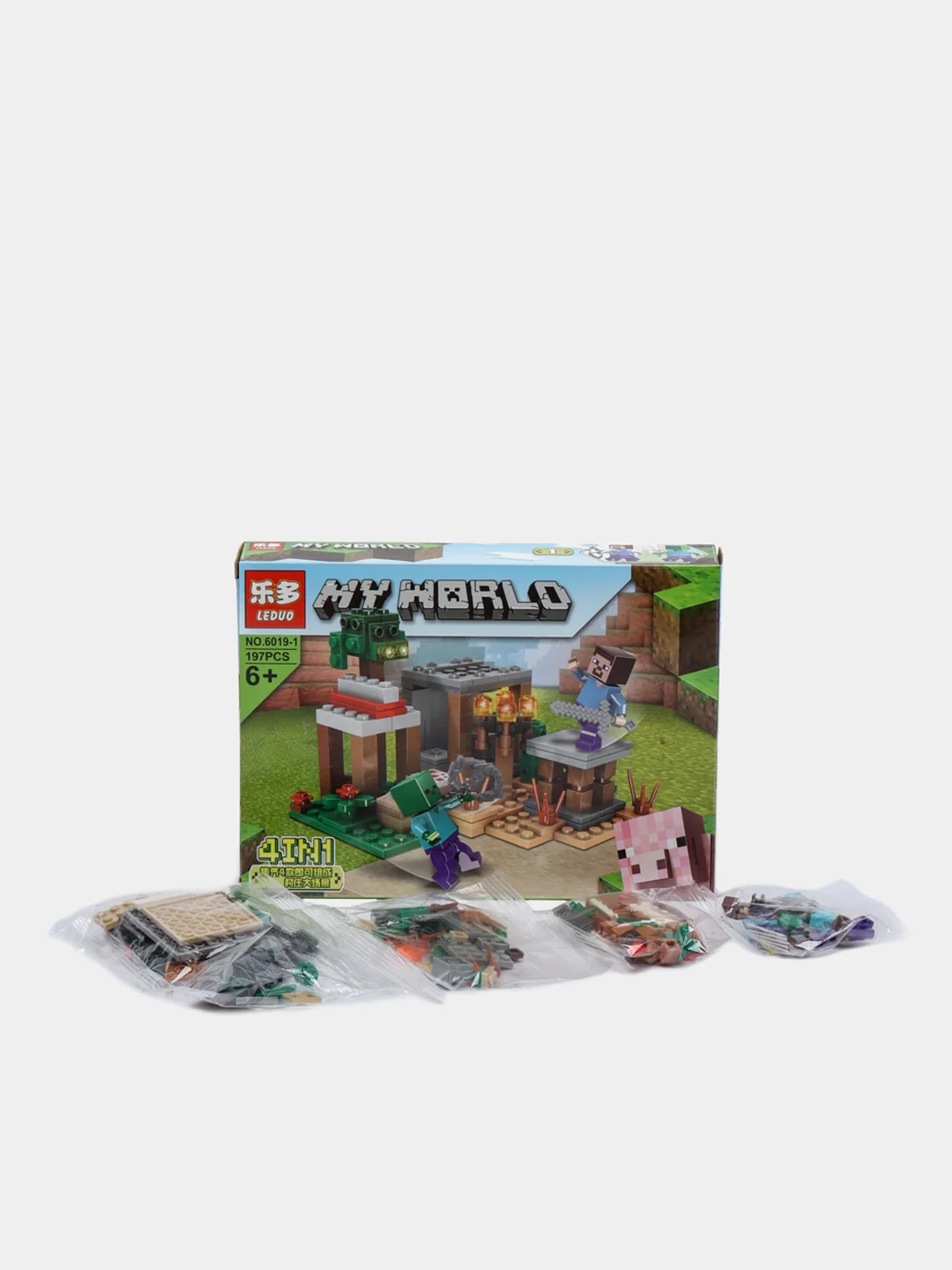 Зеленый конструктор LEDUO "My World" 4 в 1, 180-245 деталей