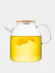 Заварочный чайник с бамбуковой крышкой, стеклянный