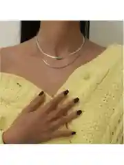 Серебряный цепочка на шею женская многослойная, чокер-ожерелье на шею