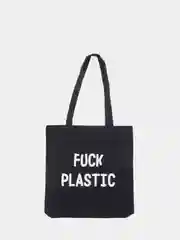 Эко сумка-шоппер с принтом "Fuck plastic", хлопковая, унисекс, черная