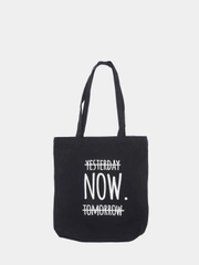Эко сумка-шоппер, хлопковая, черная, с принтом "Now", унисекс, подарок на новый год