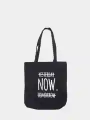 Эко сумка-шоппер, хлопковая, черная, с принтом "Now", унисекс, подарок на новый год