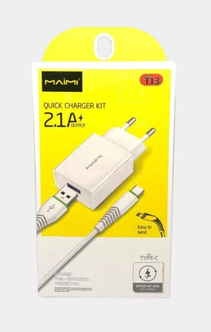 Сетевое зарядное устройство MAIMI T13 1 x USB до 2.1А, с кабелем Type-C