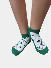 Зеленый носки цветные с принтом "Карты"