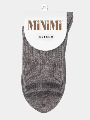 Бежевый меланж носки из шерсти Minimi "Inverno", вязанные
