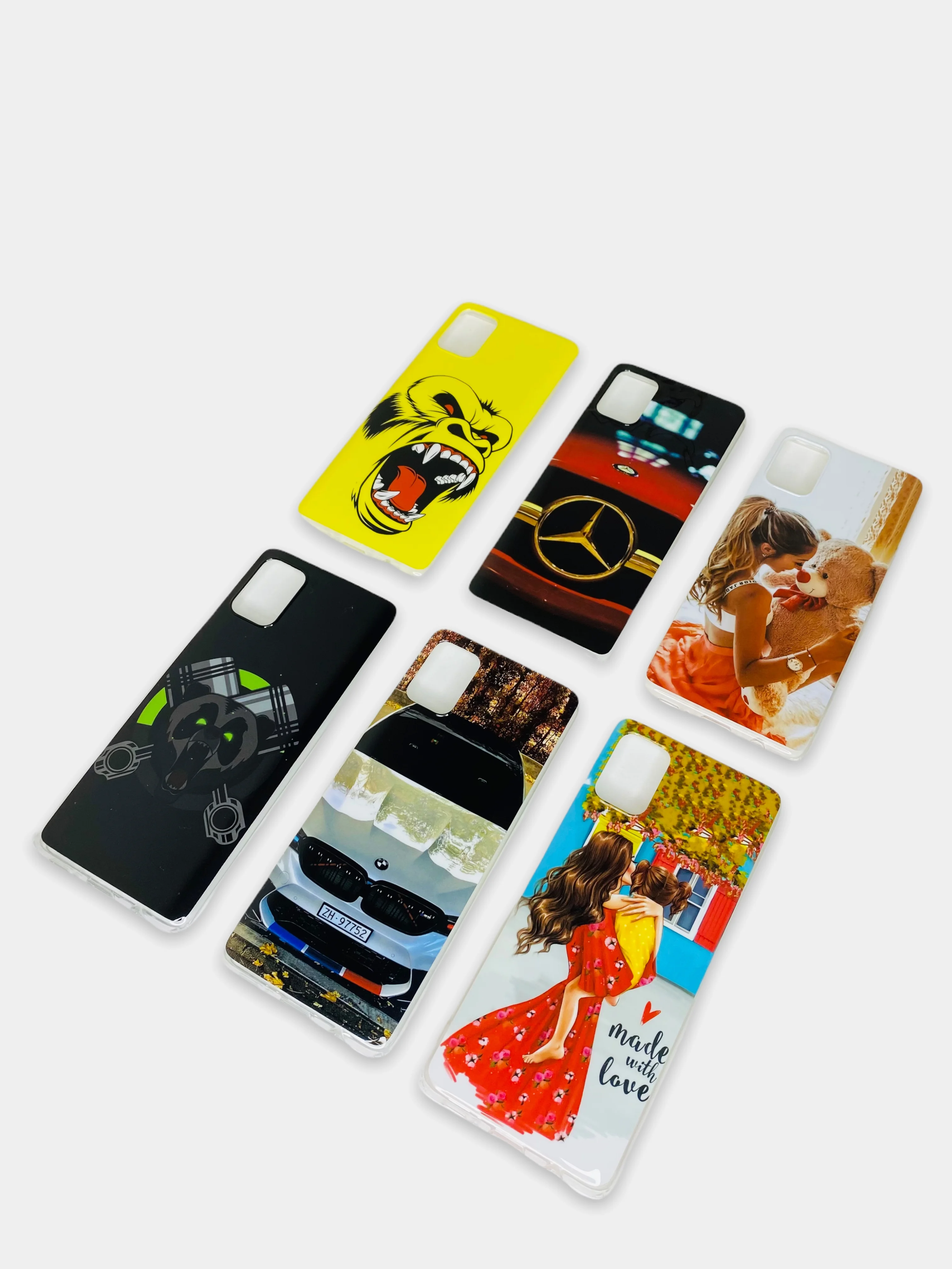 Бежевый меланж чехол Samsung Galaxy A51, Самсунг Галакси А51 силиконовый с рисунком автомобили