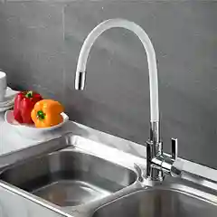 Смеситель для кухни латунный с гибким силиконовым изливом  Ledeme L4898-3