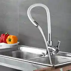 Смеситель для кухни латунный с гибким силиконовым изливом  Ledeme L4898-3