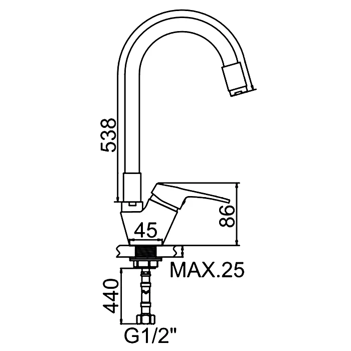 Смеситель для кухни с гибким изливом Ledeme L4153-2