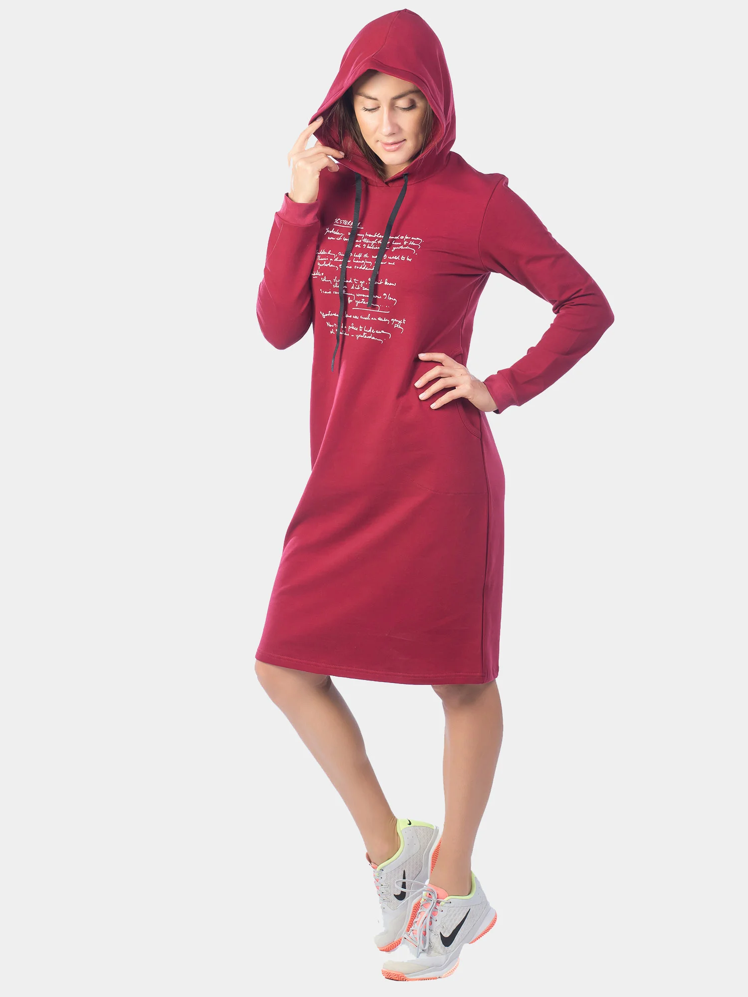 Платье из футера Yesterday ФП1357П5 бордовое, KLERY