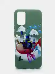 Черный чехол силиконовый с принтом и защитой камеры для  Samsung Galaxy A02s (самсунг)
