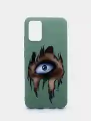 Серебряный чехол силиконовый с принтом и защитой камеры для  Samsung Galaxy A02s (самсунг)
