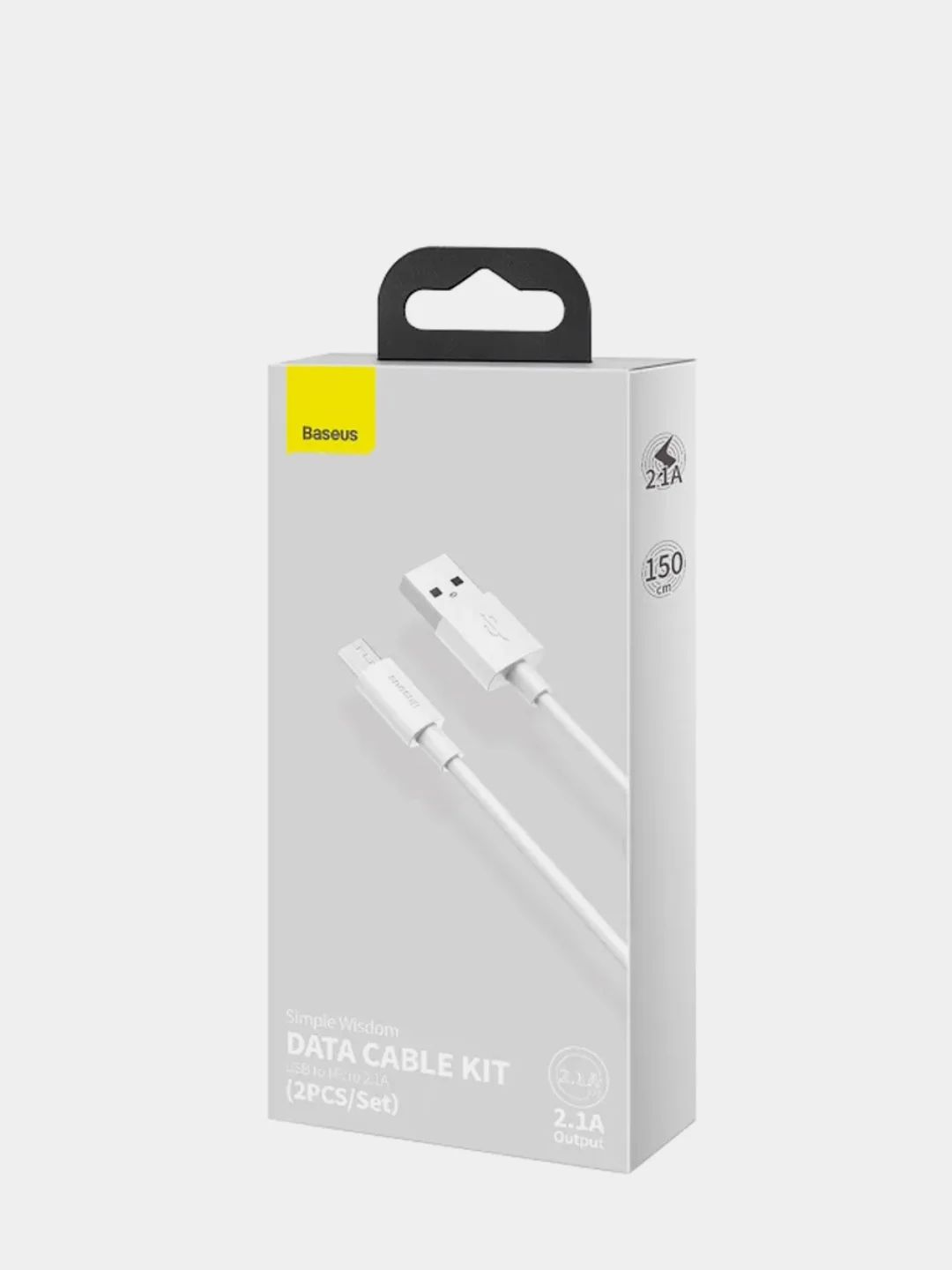 Белый кабель Baseus Simple (2шт USB/Micro-USB, Type-C, Lightning, 5A, 40W для iPhone и Android)