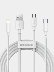 Кабель Baseus Simple (2шт USB/Micro-USB, Type-C, Lightning, 5A, 40W для iPhone и Android)