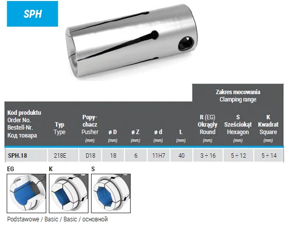 Цанга барфидера d-15 мм тип 218Е SPH.18.R1500 (FATPOL)