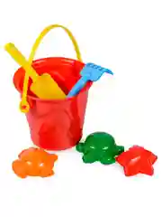Набор Green Plast П0008 песочный  ведро, 3 формочки, совок, грабли