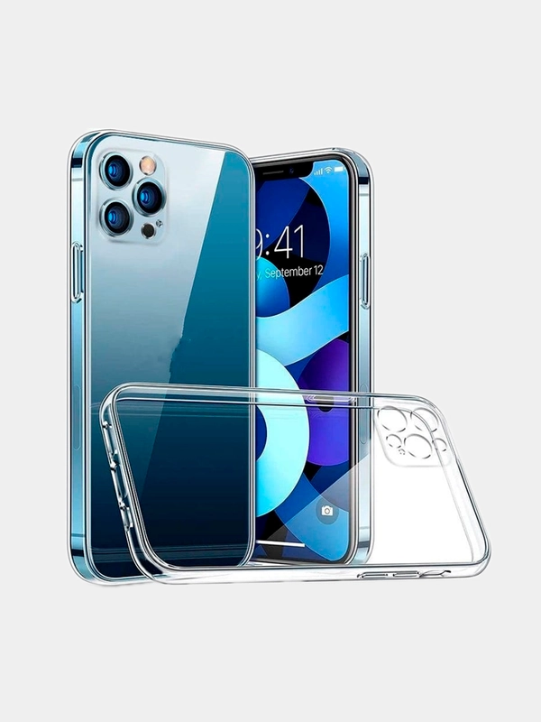Плотный чехол iPhone 11, 12, 13, Pro, Max с защитой камеры силиконовый, прозрачный