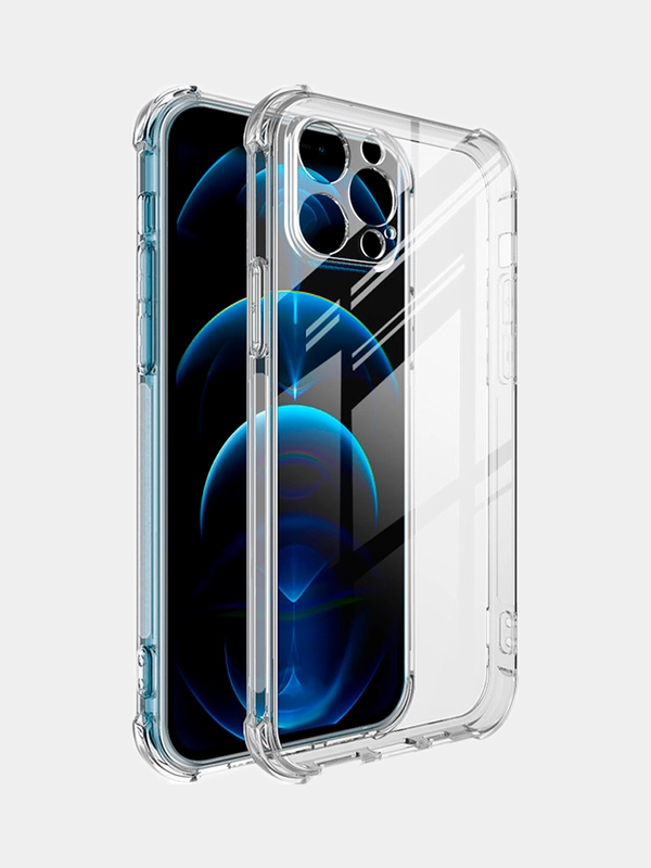 Плотный чехол iPhone 11, 12, 13, Pro, Max с защитой камеры силиконовый, прозрачный