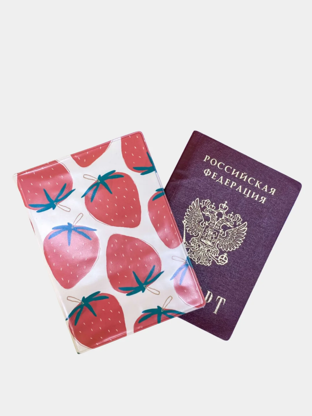 Красный обложка для паспорта "Фрукты", 4 вида