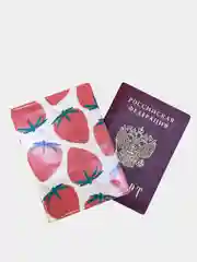Красный обложка для паспорта "Фрукты", 4 вида