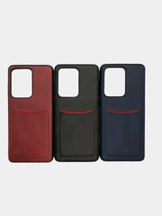 Чехол из эко кожи с карманом для карт на Samsung S20 S20 Plus S20 Ultra