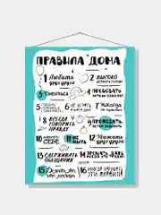 Картина-постер для интерьера на холсте с подрамником "Правила дома" 50х40 см