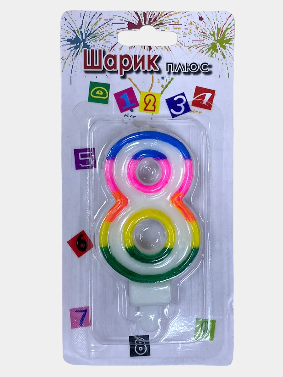 Свеча на торт цифра/золото/серебро/радуга