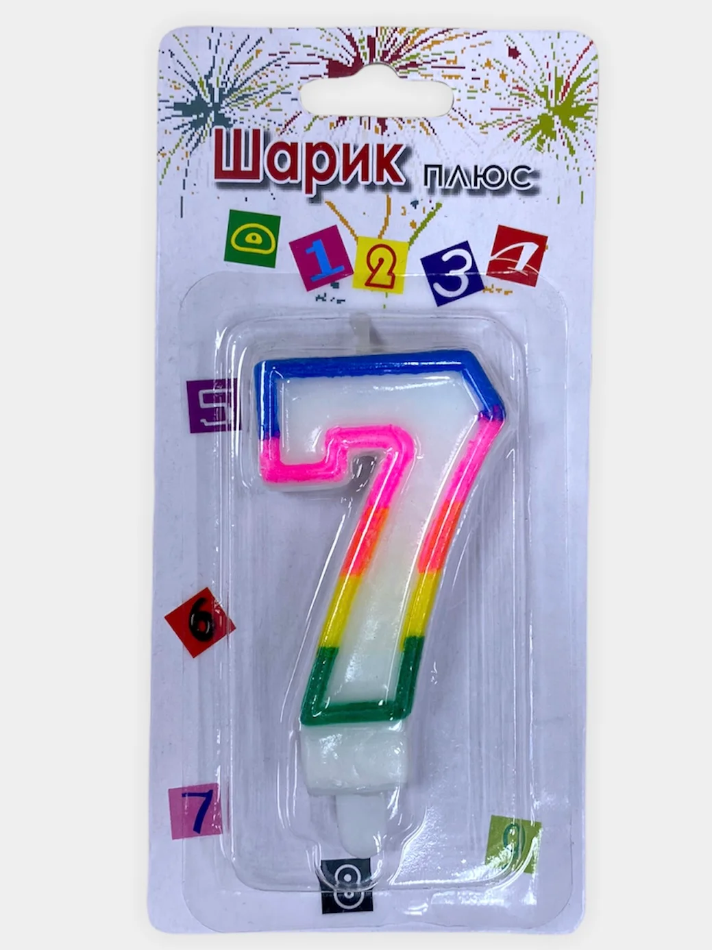 Свеча на торт цифра/золото/серебро/радуга