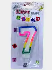 Свеча на торт цифра/золото/серебро/радуга