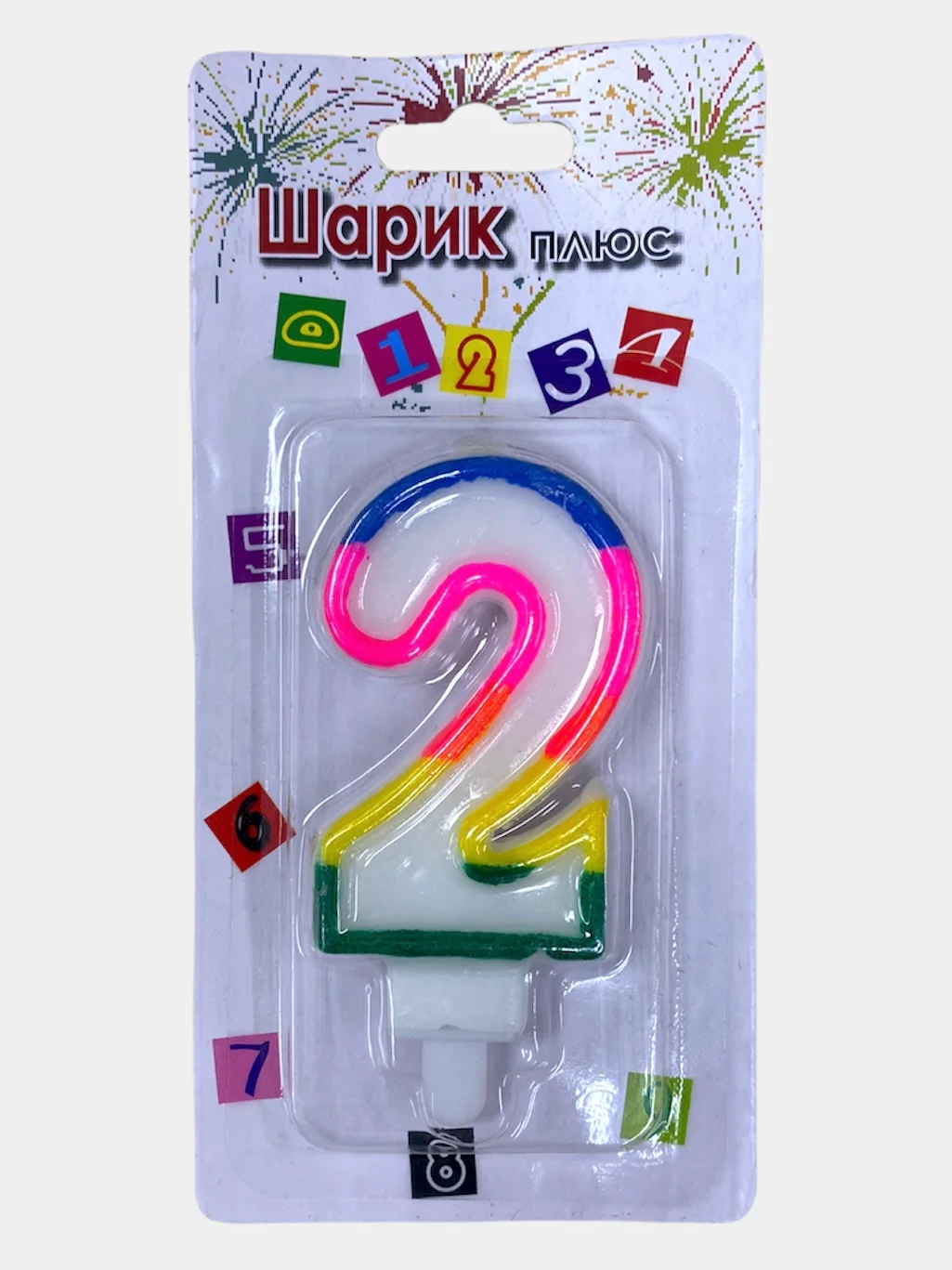 Свеча на торт цифра/золото/серебро/радуга
