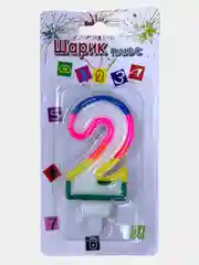 Свеча на торт цифра/золото/серебро/радуга