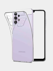 Чехол на Samsung Galaxy A72 силиконовый прозрачный с защитой камеры