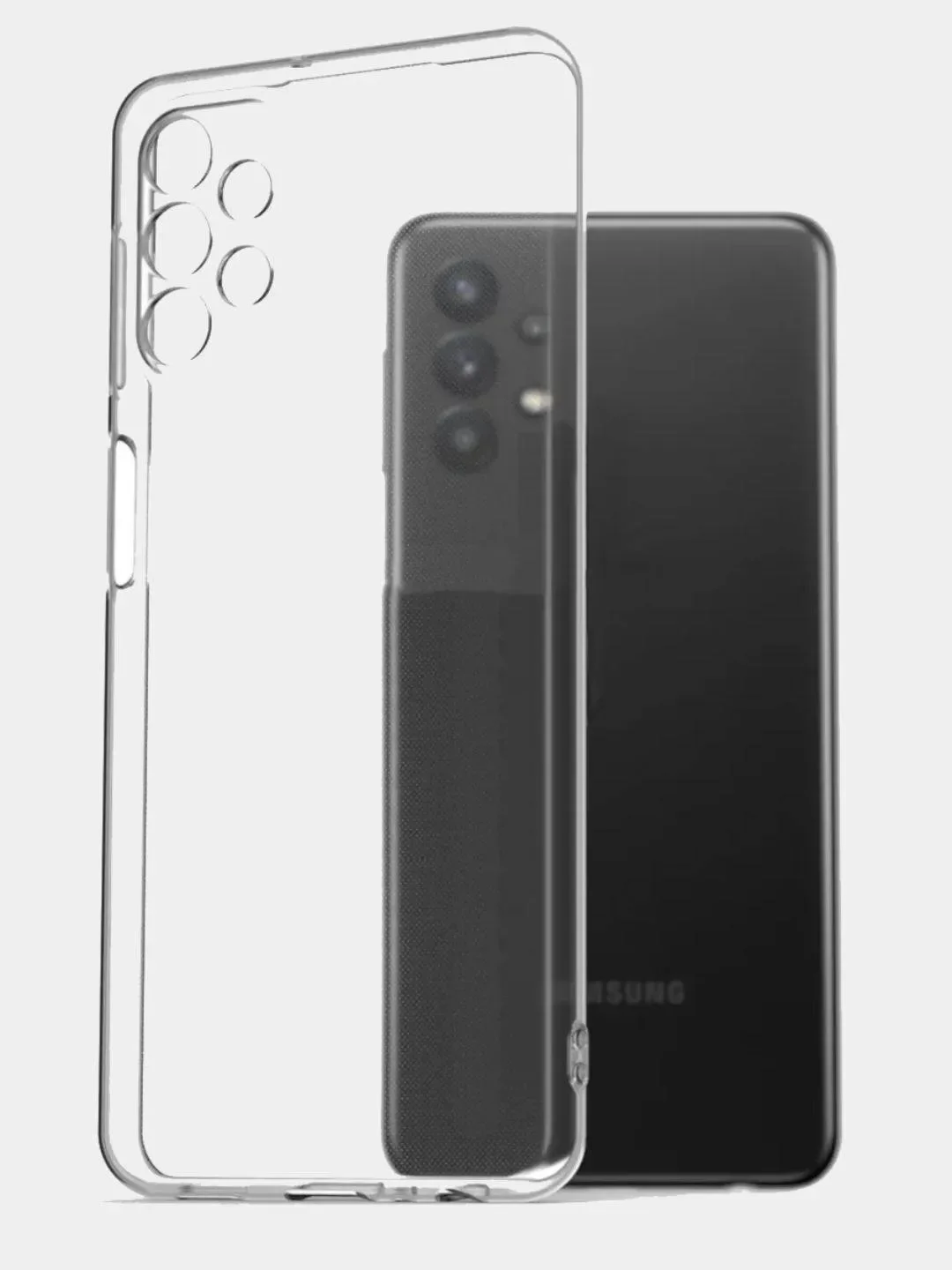 Чехол на Samsung Galaxy A72 силиконовый прозрачный с защитой камеры