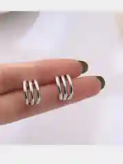Серебряный серьги тройные полукруглые